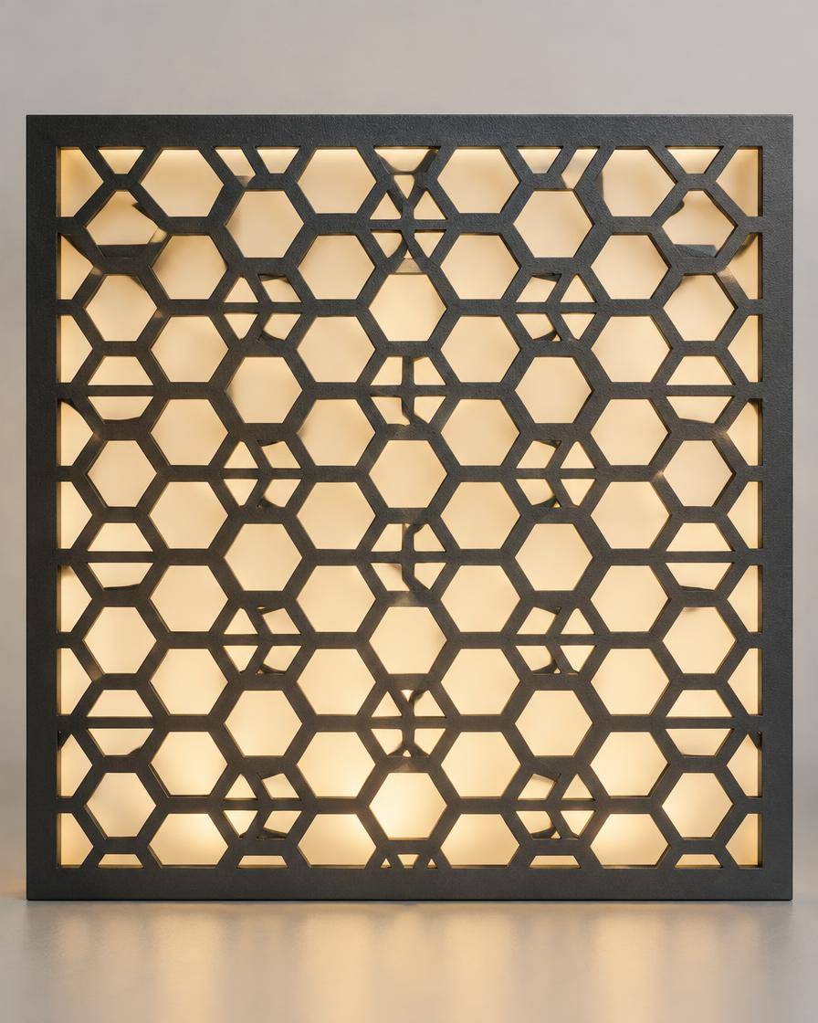 Painel com padrão hexagonal (imagem ilustrativa)